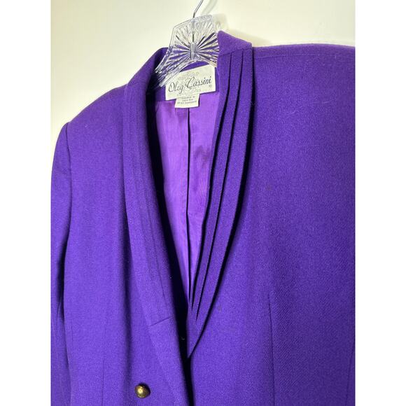 Vintage Oleg Cassini Purple Double Breasted Blazer Gold Buttons 80s 90s medium - Picture 5 of 12